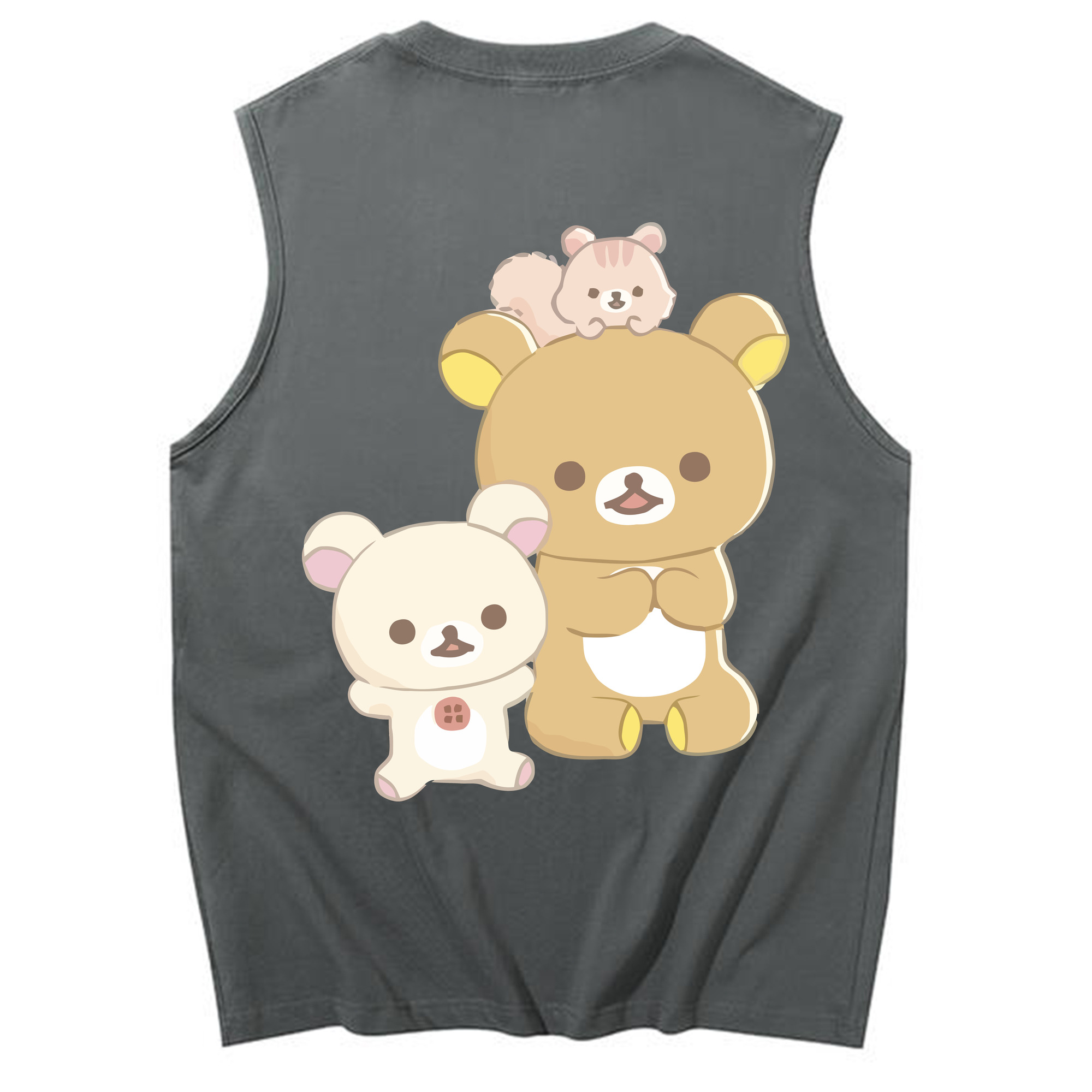 （画像用） リラックマ リラックマ キイロイトリ Rilakkuma Korilakkuma Kiiroitori コットン100％タンクトップ（背面プリント）
